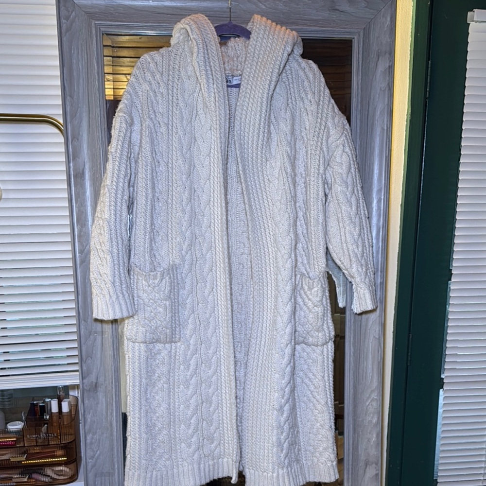 Cozy Cream Cable Knit Women's Coat